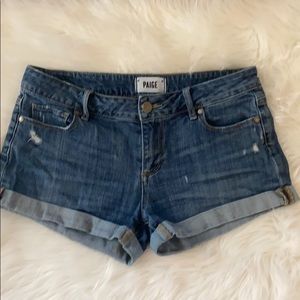 SOLD Paige Jimmy Jimmy Stretch Denim Cutoff Shorts